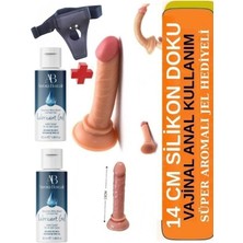 Aşkın Deposu Tüm Dünyada Ilgi Çeken Süper Dokulu Esnek Ultra Yumuşak Silikon Dokuda 14 cm Anl Vajnal Kullanılabilen +Belden KEMER+ 2*50 ML JEL HEDİYELİ