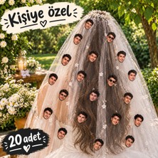 Rozika Studio Birde To Be Bekarlığa Veda Fotoğraflı Duvak Süsü 20 Adet 4cm ( Duvak Dahil Değildir ! )