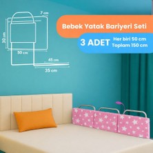 Yatella Yeni Nesil Yatak Bariyeri 50 x 30 cm Pembe Yıldız ( 3 Adet) - Telalı