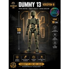 Minikat 3D Dummy 13 Versiyon 18 Haki Renk 18 cm Koleksiyonluk Figür, Güçlendirilmiş Eklemler ve Pürüzsüz Yüzey