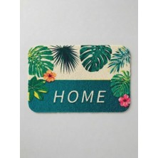 Tiritoğlu Home Yeşil Renkli Home Yazılı Kaymaz Kıvırcık Paspas