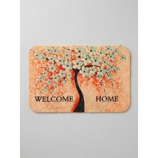 Tiritoğlu Home Mercan Renkli Welcome Kapı Önü Kaymaz Kıvırcık Paspas