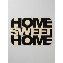Tiritoğlu Home Siyah Beyaz Home Yazılı Kaymaz Kıvırcık Paspas