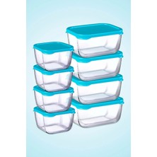 Hibana 8 Parça Snowbox Saklama Kabı Takımı Açık Mavi Kapaklı 4 Orta 4 Küçük( Açık Mavi)