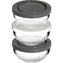 Hibana Cam Kapaklı 3 Lü Saklama Kabı Kahvaltılık 110 Cc.hia