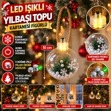 MixmioLife LED Işıklı Yılbaşı Ağacı Süsü 10 cm Kar Tanesi Figürlü Top Pilli Işıklı Noel Ağacı Süsü Dekoratif Asma Süs