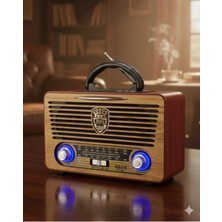 Junglee Şarjlı Nostaljik Retro Radyo Sd Kart USB Bluetooth Fm Radyolu Taşınabilir Kablosuz Hoparlör M-115BT