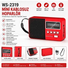 Junglee WS-2319 Mini Bluetooth Hoparlör Fm Radyolu Hafıza Kartı ve USB Girişli Şarjlı Taşınabilir 3W Hoparlör Mp3 Çalar