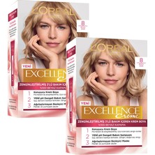 L'Oréal Paris Excellence Creme Koyu Sarı 8 Amonyaklı Krem Saç Boyası Uzun Süre Kalıcı x 2