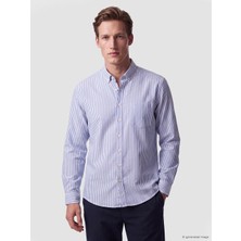 Lc Waikiki Yeni Sezon Mavi Regular Fit Çizgili Oxford Erkek Gömlek