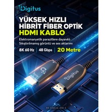 Digitus 20 Metre HDMI Aoc Hibrit Fiber Optik Kablo 8k 60Hz UHD 48 Gbps Hdr