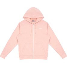 Beord Pembe %100 Pamuk Kapüşonlu Fermuarlı Regular Sweatshirt Zip 0002 BZT1-135
