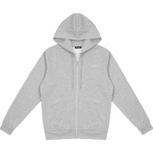 Beord Gri Melanj %100 Pamuk Kapüşonlu Fermuarlı Regular Sweatshirt Zip 0002 BZT1-135