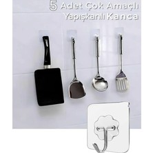 Hibana 5 Adet Şeffaf Güçlü Kendinden Yapışkanlı Kapı Duvar Askı Kanca Ağır Yük Taşıma