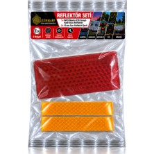 Reflektör Seti- Was Kedi Gözü Yapışkanlı Reflektör Kırmızı 105 mm  x 48 mm & 2 adet x 10 cm Sarı Reflektif Şerit
