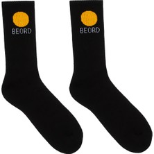 Beord %100 Pamuk Unisex Günlük Soket Çorap Siyah 40-44 1 Çift