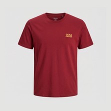 Jack & Jones Erkek Gögüs Baskili Relaxed Fit Kisa Kollu Tisört - Sun