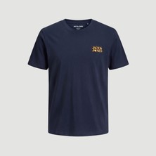 Jack & Jones Erkek Gögüs Baskili Relaxed Fit Kisa Kollu Tisört - Sun