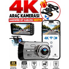 Qifit 4K Ultra Hd Wifi Araç Kamerası Ön 4K Arka 1080P | 7/24 Park Modu | G-Sensör | Park Kiti Hediye