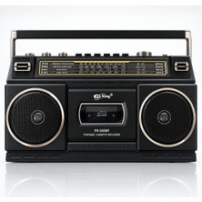 CoverZone Teleskopik Antenli Kaset Çalar Radyo – Am/fm/sw1-2 4 Bant, Bluetooth/usb/tf Mp3 Müzik Çalar, Kayıt Özellikli, Kulaklık Girişli, 220V Veya 6V Pille Çalışma | (CVR-555BT - Siyah)