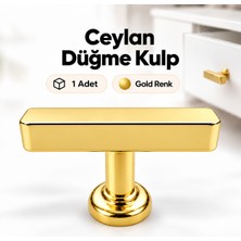 Badem10 Ceylan Düğme Kulp Altın Gold Metal Modern Dolap Çekmece Mobilya Mutfak Vestiyer Dresuar Kitaplık Kulbu