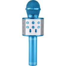 Blupple WS-858 Karaoke Mikrofon Bluetooth Kablosuz Usb, Hafıza Kartı ve Aux Girişli Taşınabilir Eğlenceli Çocuk Müzik Dans Mavi