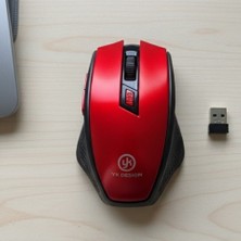 YK Design YK-MS6300 Kablosuz Mouse USB Alıcılı 1600 Dpı Kırmızı