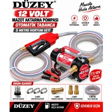 Düzey Pompa Düzey Düzey/12 Volt Mazot Aktarma Pompası&5 Metre Telli Hortum&otomatik Akaryakıt Tabanca Seti 200 Watt Series
