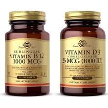 Solgar Vitamin B12 1000 Mcg 100 Kapsül + Solgar Vitamin D3 Kolekalsiferol 1000 Iu Softgels Engelsiz Vegan Dostu