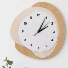 Lodos Modern Asimetrik Tasarım Ahşap Duvar Saati - 35 cm - Sessiz Akar Mekanizma