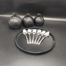 Hibana Tatlı Kaşık 6 Adet-Bergama (14 Cm-1,5 MM-430 Kalite Çelik)