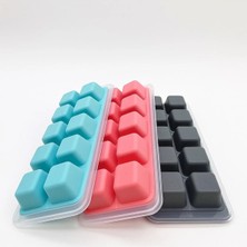 Hibana Kare Buz Kalıbı - Kare Taban Buzluk Silikon Yapışmaz Kapaklı 1 Adet Glrshop