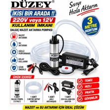 Düzey 220-12 Volt Adaptörlü Dalgıç Sıvı Aktarma Pompası 3 Metre Hortumlu 70 Watt Series