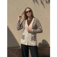 Onno Style Simli Leopar Desen Klasik Düğmeli Ceket