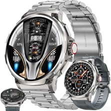 Junglee Sw-80 Erkek Akıllı Saat 1.85 Inç Dokunmatik Kalp Ritmi Monitörü Spor Fitness Takip Cihazı Su Geçirmez Akıllı Saat-Gümüş