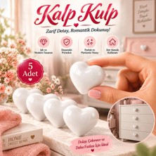Nzb (5 Adet) Beyaz Renk Kalpli Porselen Düğme Kulp Mobilya Çoçuk Odası Çekmece Dolap Kulpu Kulbu Kulpları