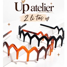 Up Atelier Zigzaglı 2'li Taraklı Taç Siyah ve Kahverengi 2 Adet