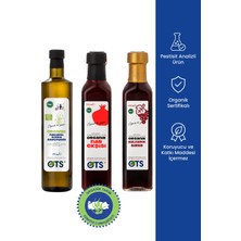 Ots Organik Salata Sosu Seti | Sızma Zeytinyağı 750 ml - Nar Ekşisi 250 ml - Balzamik Sirke 250 ml (Organik Sertifikalı, Pestisit Analizli)