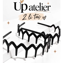 Up Atelier Zigzaglı 2'li Taraklı Taç Siyah 2 Adet