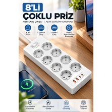 Matechno 8’li Akım Korumalı Priz 3680W 16A – Usb-A ve Usb-C Çıkışlı 1050J Çoklu Grup Priz