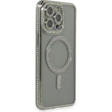 Efnaz Style Apple iPhone 15 Pro Kılıf Joke Simli Magneticsafe Kılıf - Gri
