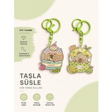 İğne İzi 5d Elmas Taş Işlemeli Anahtarlık & Çanta Charmı 2'li Set 5x6 cm Diamond Painting Keychain & Bag Charm BKBT17862