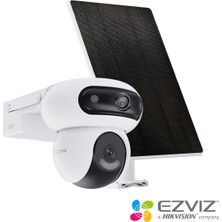 Ezviz HB90x Dual 4G Kit Çift Lens +8W Güneş Paneli, Çift Lensli Gün Boyu Kayıt Yapabilen 4G Kamera, Çift Yönlü Konuşma, Ultra Esnek Görüş için Çift Motorlu Dönüş Mekanizması