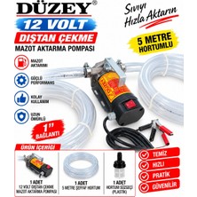 Düzey 12 Volt 1'' Vakumlu Mazot Aktarma Pompası 5 Metre Hortumlu