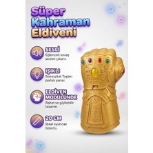 Farbu Oyuncak Thanos Süper Kahraman Eldiveni Giyilebilir 20 cm 6 Mücevherli Işıklı ve Sesli Oyuncak Eldiven