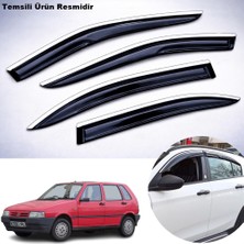 Caraks Fiat Uno Krom Cam Rüzgarlığı Abs Nikelajlı Krom Mügen Cam Rüzgarlığı Tüm Kasalara Uyumlu 4 Parça