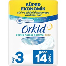 Orkid Ekstra Hassas Koruma Gece 14 Ped Sızıntı Önleyici Teknoloji ile Gün Boyu Konfor Sağlar