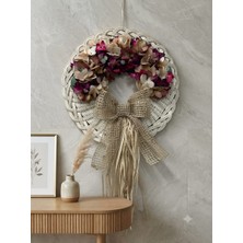 Mood Concept El Yapımı Dekoratif Hasır Rattan Bambu Kapı Çelengi – Çiçekli Duvar ve Dış Kapı Süsü (31 Cm)