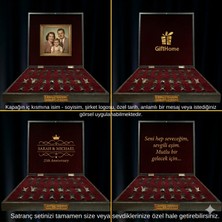 Gift Home Gifthome Metal Mısır Satranç Takımı Antik ve Ceviz Desenli Mdf Sandıklı Satranç Tahtası (36X36X6 Cm.)