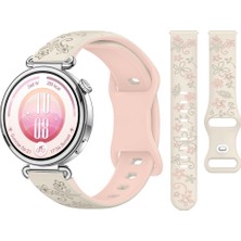 Sneezy Huawei Watch Gt7 41MM Uyumlu Floraflex Çiçek Desenli Yumuşak Soft Silikon Kordon